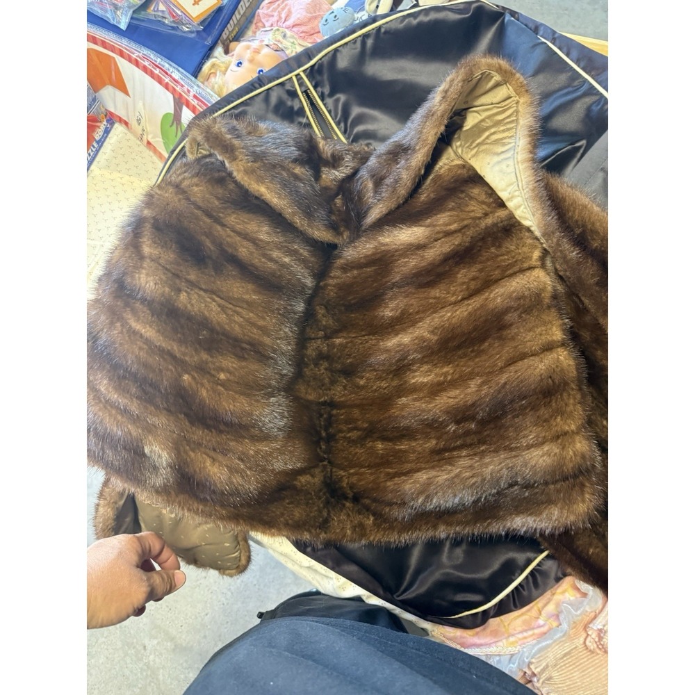 Vintage Genuine Mink Fur Stole Capelet Brown Furs By Truesdell Glam - Picture 9 of 9